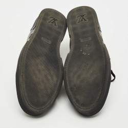 Pre Owned Louis Vuitton Black/Grey Leather and Monogram Coated Canvas Match Up Sneakers Size 43