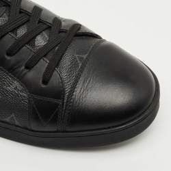 Pre Owned Louis Vuitton Black/Grey Leather and Monogram Coated Canvas Match Up Sneakers Size 43