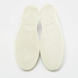 Pre Owned Louis Vuitton Blue/White Leather and Mesh Frontrow Lace  Up Sneakers Size 41