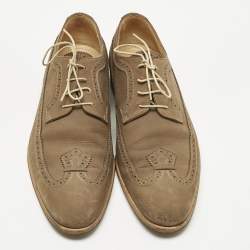 Pre Owned Louis Vuitton Olive Green Brogue Nubuck Derby Size 42.5