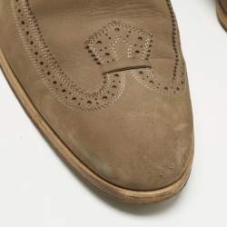 Pre Owned Louis Vuitton Olive Green Brogue Nubuck Derby Size 42.5