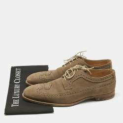 Pre Owned Louis Vuitton Olive Green Brogue Nubuck Derby Size 42.5