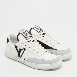 Pre Owned حذاء رياضي لويس فويتون شارلي قماش أبيض وجلد برباط مقاس 41.5
