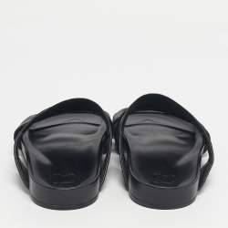 Pre Owned Louis Vuitton Black Monogram Canvas and Leather Mirabeau Flat Slides Size 42