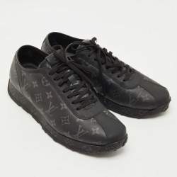 مملوكة مسبقًا Louis Vuitton Black Leather and Monogram Canvas Wilderness Sneaker Size 45