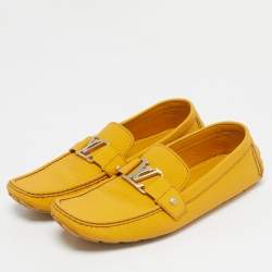 Pre Owned Louis Vuitton Yellow Leather Monte Carlo Loafers Size 46