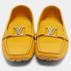 Pre Owned Louis Vuitton Yellow Leather Monte Carlo Loafers Size 46