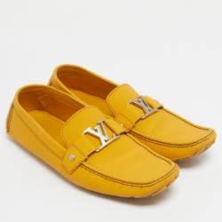 Pre Owned Louis Vuitton Yellow Leather Monte Carlo Loafers Size 46