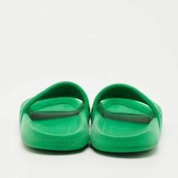 Pre Owned Louis Vuitton Green Rubber monogram Pool Slide Size 42.5