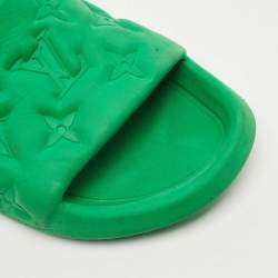 Pre Owned Louis Vuitton Green Rubber monogram Pool Slide Size 42.5