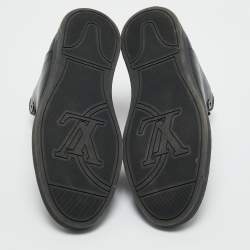 Pre Owned Louis Vuitton Black Leather and Damier Canvas High Top Sneakers Size 39