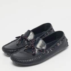 Pre Owned Louis Vuitton Navy Blue Patent Leather Monte Carlo Loafers Size 42.5