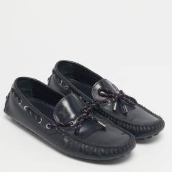Pre Owned Louis Vuitton Navy Blue Patent Leather Monte Carlo Loafers Size 42.5