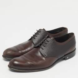 Pre Owned Louis Vuitton Burgundy Epi Leather and Leather Derby Size 44