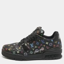 Pre Owned Louis Vuitton Black Monogram Leather LV Trainer Maxi Lace Up Sneakers Size 40.5