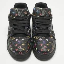 Pre Owned Louis Vuitton Black Monogram Leather LV Trainer Maxi Lace Up Sneakers Size 40.5