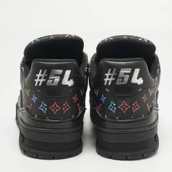 Pre Owned Louis Vuitton Black Monogram Leather LV Trainer Maxi Lace Up Sneakers Size 40.5