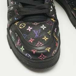 Pre Owned Louis Vuitton Black Monogram Leather LV Trainer Maxi Lace Up Sneakers Size 40.5