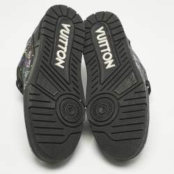 Pre Owned Louis Vuitton Black Monogram Leather LV Trainer Maxi Lace Up Sneakers Size 40.5