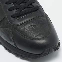 Pre Owned Louis Vuitton Black Monogram Leather Run Away Low Top Sneakers Size 40