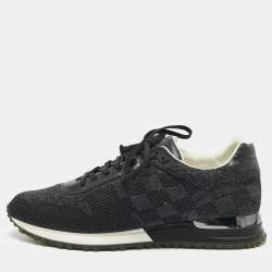 Pre Owned Louis Vuitton Black Damier Knit Fabric And Leather Run Away Low Top Sneakers Size 41