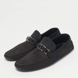 Pre Owned Louis Vuitton Black Nubuck Leather Monte Carlo Loafers Size 44