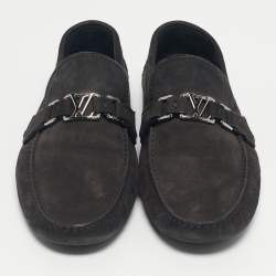 Pre Owned Louis Vuitton Black Nubuck Leather Monte Carlo Loafers Size 44