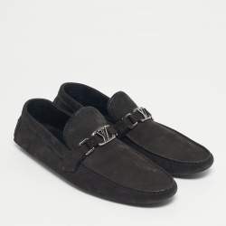 Pre Owned Louis Vuitton Black Nubuck Leather Monte Carlo Loafers Size 44
