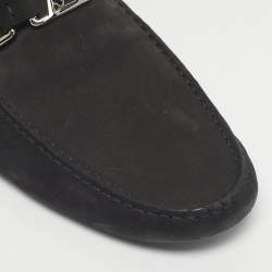 Pre Owned Louis Vuitton Black Nubuck Leather Monte Carlo Loafers Size 44