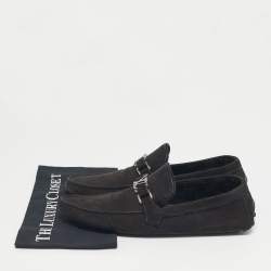 Pre Owned Louis Vuitton Black Nubuck Leather Monte Carlo Loafers Size 44