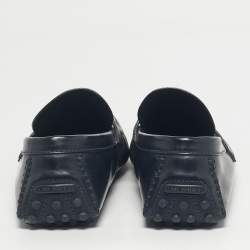 Pre Owned Louis Vuitton Navy Blue Leather Monte Carlo Loafers Size 44