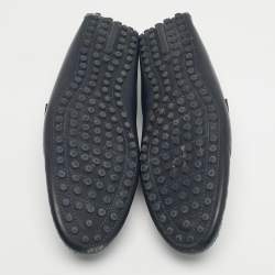 Pre Owned Louis Vuitton Navy Blue Leather Monte Carlo Loafers Size 44