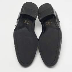 Pre Owned Louis Vuitton Black Leather Damier Embossed Lace Up Derby Oxfords Size 41