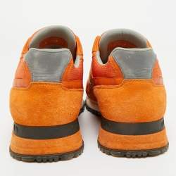 Pre Owned Louis Vuitton Orange Suede and Mesh Run Away Sneakers Size 40