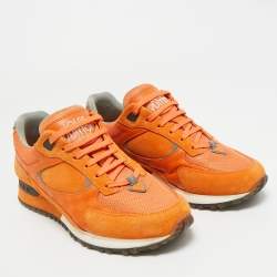 Pre Owned Louis Vuitton Orange Suede and Mesh Run Away Sneakers Size 40