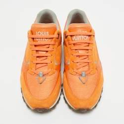 Pre Owned Louis Vuitton Orange Suede and Mesh Run Away Sneakers Size 40