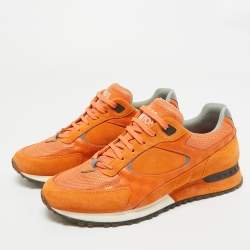 Pre Owned Louis Vuitton Orange Suede and Mesh Run Away Sneakers Size 40