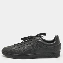 Pre Owned Louis Vuitton Black Monogram Leather Luxembourg Sneakers Size 41