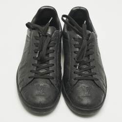 Pre Owned Louis Vuitton Black Monogram Leather Luxembourg Sneakers Size 41