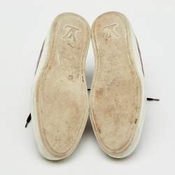 Pre Owned Louis Vuitton Brown Croc Embossed Leather Front Row High Top Sneakers Size 41