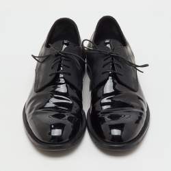 Pre Owned Louis Vuitton Black Damier and Patent Leather Lace Up Derby Size 41