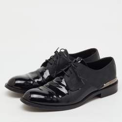 Pre Owned Louis Vuitton Black Damier and Patent Leather Lace Up Derby Size 41