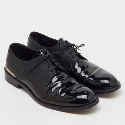 Pre Owned Louis Vuitton Black Damier and Patent Leather Lace Up Derby Size 41