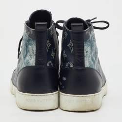 Pre Owned Louis Vuitton Navy Blue Savane Monogram Chapman Lion Sneakers Size 41
