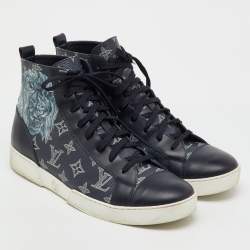 Pre Owned Louis Vuitton Navy Blue Savane Monogram Chapman Lion Sneakers Size 41