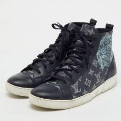 Pre Owned Louis Vuitton Navy Blue Savane Monogram Chapman Lion Sneakers Size 41