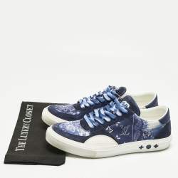 Pre Owned Louis Vuitton Blue Denim and Suede Richelieu LV Ollie Low Top Sneakers Size 46