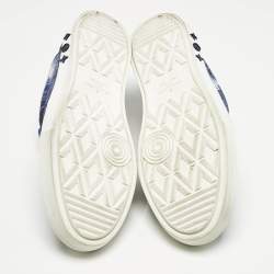 Pre Owned Louis Vuitton Blue Denim and Suede Richelieu LV Ollie Low Top Sneakers Size 46