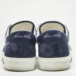 Pre Owned Louis Vuitton Blue Denim and Suede Richelieu LV Ollie Low Top Sneakers Size 46