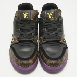 Pre Owned حذاء رياضي لوي فيتون قماش أصفر/أحمر وجلد مونوغرام LV مدرب مقاس 39